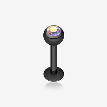 Blackline PVD Gem Ball Steel Labret-Black/Aurora Borealis